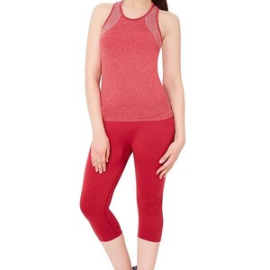 Women's Red Breathable Knitted Tank <b>Top</b> Sporty O-Neck Sleeveless <b>Tops</b> Solid Color Spandex Polyester Fit Workout Wear - Product Image 5