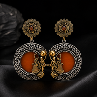 Boucles d'oreilles pendantes bicolores en onyx fleur, style bohème, plaqué argent antique, avec serti clos, pour femme, cadeau de fiançailles, vente en gros ARTS