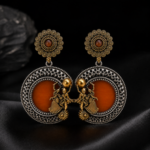 Two Tone Antique Silver Plated Bezel Setting Flower Onyx Bohemia Style Drop Bulk Earrings Engagement Gift Women Wholesale ARTS - Product Image 2