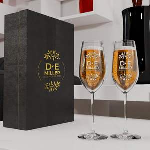 Flûtes à <span class=keywords><strong>champagne</strong></span> en cristal à long pied avec logo personnalisé, élégantes, pour mariage, <span class=keywords><strong>anniversaire</strong></span> - Product Image 3