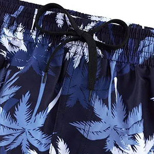 Shorts de bain pour hommes à imprimé palmiers, séchage rapide, taille élastique avec cordon de serrage, shorts de plage d'été, logo personnalisé OEM - Product Image 3