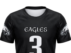Camiseta deportiva negra de cuello en V, personalizada con el nombre y número del equipo de fútbol americano, diseño de águila, de secado rápido, estilo holgado, gran venta. - Product Image 4
