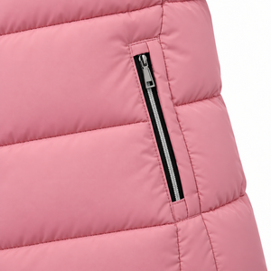Veste longue matelassée unisexe rose à capuche en fourrure, manteau d'hiver en toile avec blocs de couleur, garniture en fourrure, fermeture éclair, coupe-vent, épaisse, coupe ajustée, décontractée - Product Image 6