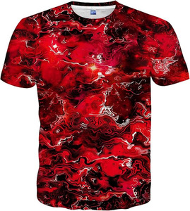 T-shirt rouge uni pour homme à manches courtes, coupe classique, col rond, décontracté, logo frontal, 100 % coton, tissu tricoté, respirant, écologique - Product Image 1