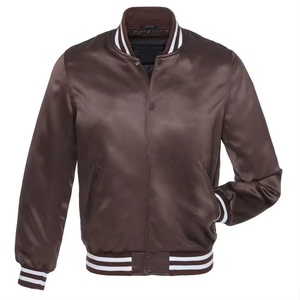 Veste de baseball pour homme avec logo personnalisé, en polyester satiné, boutonnée avec poches latérales, veste de baseball pour homme - Product Image 4