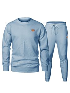 Conjunto de Sudadera con Capucha y Pantalones Deportivos para Hombre, Color Verde Oliva, con Estampado Geométrico en Relieve, Corte Regular, 100% Algodón Tejido, Servicio OEM - Product Image 4