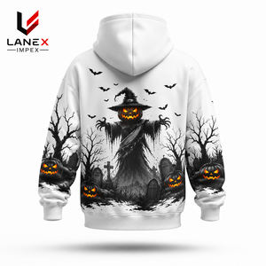 Sweat à capuche unisexe personnalisé 3D Halloween Citrouille Épouvantail, en polyester, par sublimation, style gothique horrifique, streetwear - Product Image 2