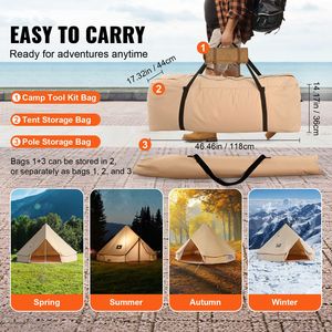 Tenda a Campana in Tela 7m/22.97ft, Tenda Yurt per Tutte le Stagioni, Traspirante, con Foro per Stufa, in Tela e Rete, per 12 Persone, Area 6m - Product Image 6