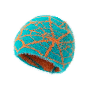 Blue White Abstract Jacquard Beanie Knit Hat Unisex Casual <b>Winter</b> <b>Cap</b> 56-58CM Adult Style - Product Image 4