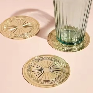 Elegant Metal Coaster Set Stylish Beverage <b>Protectors</b> for Wine Glass Coffee Mug Dining <b>Table</b> Restaurant Hotel Home - Product Image 3