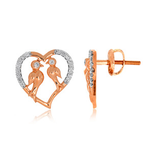 Pendientes de Oro Rosa de 18K con Diamantes Cultivados en Laboratorio, Diseño de Corazones Entrelazados, Joyería Fina Romántica, Regalo para Mujer, Venta al Por Mayor - Product Image 3