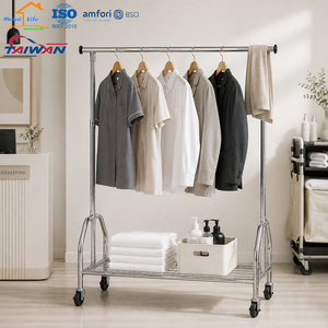 Made in Taiwan Heavy Duty Rolling Garment Rack with Bottom <b>Wire</b> <b>Shelf</b> and Wheels for Retail Store - Product Image 5