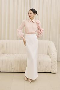 Wholase Women Full Regular Turn-down Collar Organza Silk Blend Elegant Feminine PEONIA Silk <b>Blouse</b> Floral Chiffon Sleeves KA70 - Product Image 2