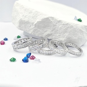 Anillo de eternidad clásico de Plata de Ley 925 a la moda, circón, chapado en rodio para boda, compromiso, aniversario, fiesta, regalo, venta al por mayor - Product Image 4