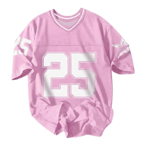 Maillot de sport vert à col en V, numéro 25, décoration étoile, manches courtes, tissu en maille unisexe, respirant, toutes saisons - Product Image 4