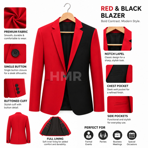Blazer de costume professionnel pour femme HMR Sorority Sisterhood Greek Apparel, en tissu tissé anti-plis, bicolore rouge et noir, chaud et élégant - Product Image 6