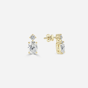 Boucles d'oreilles pendantes EtherStar 2,20 ct ovales et rondes en diamant de laboratoire certifié IGI, plaqué or sur argent, à deux pierres, pour femme - Product Image 2