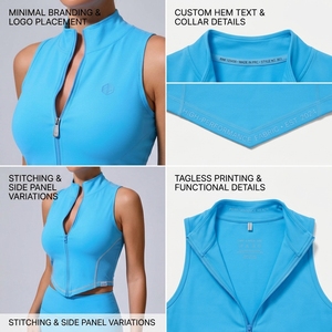 Camiseta sin mangas de cuello alto para mujer, top deportivo corto de punto transpirable, ropa de cancha de secado rápido, 1 pieza - Product Image 4