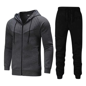 2025 New Arrival Men's Casual Spring Outerwear Sets Breathable Knitted 100% Cotton Fleece Two-Piece Customizable <b>Track</b> Suit - Product Image 3