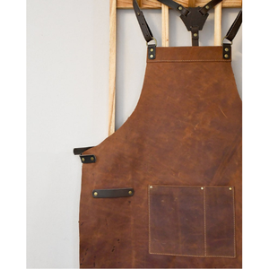 Leather Crossback <b>Apron</b> Handmade Adjustable Vegetable Tanned Leather Cross Back <b>Apron</b> Durable Chef <b>BBQ</b> Workwear Kitchen Gift - Product Image 1