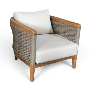 Sillón de Madera de Teca para Exteriores con Cojín de Cuerda Tejida, Diseño Contemporáneo, Muebles para el Hogar, Sala de Estar, Oficina en Casa, Hotel y Villa - Product Image 3