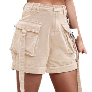 Shorts cargo taille haute personnalisés pour femmes, coupe décontractée, braguette boutonnée, respirants, style extérieur, pour la randonnée - Product Image 4