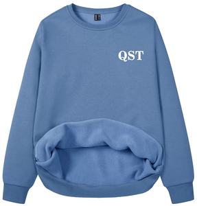 สเวตเชิ้ตขนแกะเปิดไหล่ยาวสำหรับผู้หญิงใส่ได้ทั้งชายและหญิงสเวตเชิ้ตคอกลมผ้าฝ้ายผสม100% ออกแบบได้ตามต้องการ - Product Image 1