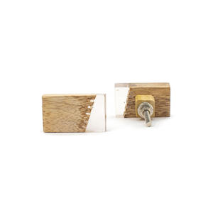Tirador rectangular de madera para cajones con extremo de acrílico transparente, tornillo metálico, manija para gabinete, pomo decorativo escandinavo, accesorios de decoración para el hogar - Product Image 2
