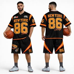 เสื้อฟุตบอลอเมริกันแบบสั้นพิมพ์ลายซับลิเมชั่น ดีไซน์ใหม่สำหรับทีม  โลโก้สั่งทำได้  สำหรับนักกีฬามืออาชีพชาย - Product Image 1