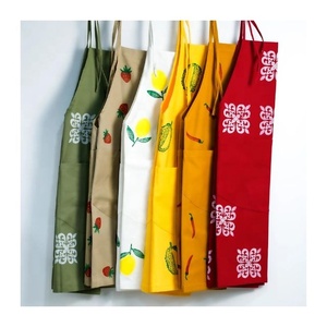 New Trendy Color Hand Embroidered Custom Made Aesthetically Appealing Cotton Sleeveless Japanese Style <b>Apron</b> <b>Kitchen</b> Accessories - Product Image 2