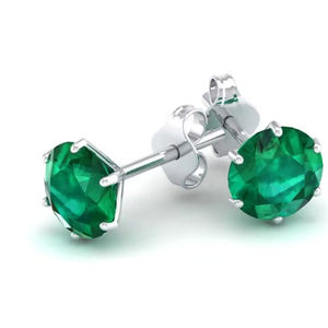 REYES Factory Wholesale Price 14K Solid Gold 2.57 Carat Emerald Gemstone Screw <b>Back</b> Stud <b>Earrings</b> For Women Fine Jewelry - Product Image 1