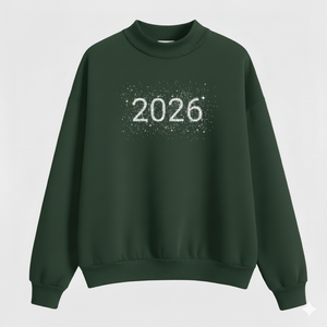 Sweat-shirt personnalisé vert forêt à col rond pour femme, pull molletonné oversize à manches longues avec motif graphique pailleté 2026, décontracté, hiver automne - Product Image 1