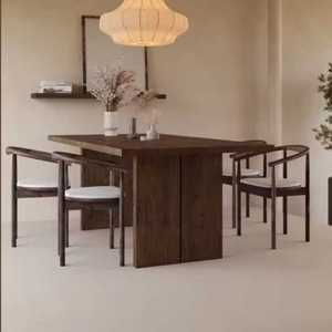 Solid Wood Modern Dining <b>Table</b> Set, Rectangular Contemporary Minimalist Wooden Furniture, Heavy Duty Luxury Kitchen <b>Table</b> - Product Image 3
