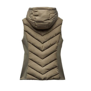 Chaleco Acolchado Personalizado Ecológico para Mujer, Estilo Urbano, con Capucha, Cálido para Invierno, de Lona, Sin Mangas, Acolchado, Resistente al Viento - Product Image 2