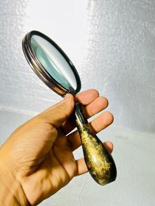 4'' Handmade Durable Brass Magnifying Glass with Black Modern Finish and Wooden Round Handle - Product Image 3