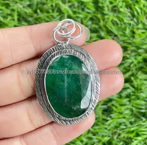 Venta caliente para ella Esmeralda Piedra preciosa Joyería de plata 925 Colgante de plata esterlina Regalo para mamá Colgante de plata hecho a mano Para regalo - Product Image 5