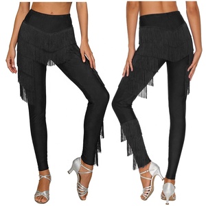 Pantalones Largos con Flecos para Baile Latino, Leggings, Traje de Tango y Cha-Cha, Venta al por Mayor, Ropa de Baile Contemporáneo y de Salón para Mujer - Product Image 5