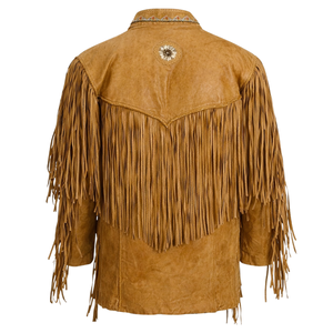 Wholesale Genuine Brown Fringe <b>Jacket</b> for Men Comfortable Western Style <b>Suede</b> Leather Outerwear Low MOQ - Product Image 2