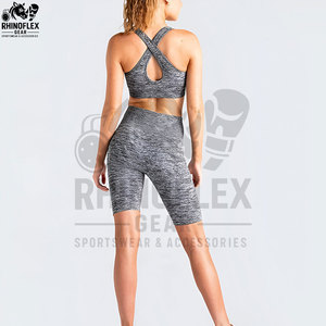 Women Yoga Clothing Two Piece <b>Set</b> Halter Neck Sports Bra Top With Shorts Wholesale Comfortable Activewear Gym Fitness Sportswear - Product Image 6