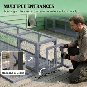 Giocattolo Tunnel in Legno Grigio Scuro per Gatti, Accessori Premium per Animali Domestici - Product Image 4