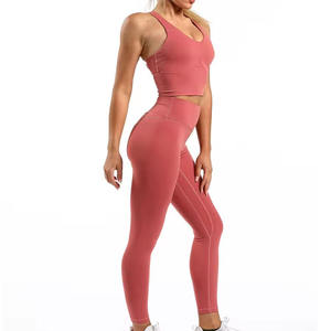 Conjunto de Yoga para Mujer, Diseño Nuevo, Transpirable, Ecológico, de 5 Piezas, Cintura Alta, Secado Rápido, Ligero, Servicio OEM - Product Image 2