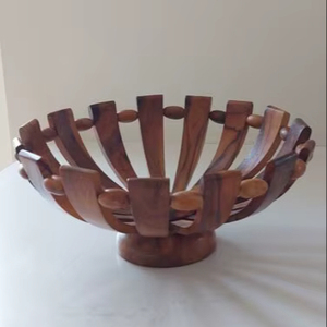 <b>Large</b> Wooden Fruit Bowl For Kitchen Countertop Stylish Natural Wood Bowl For Fresh Fruits And Daily Use - Product Image 1