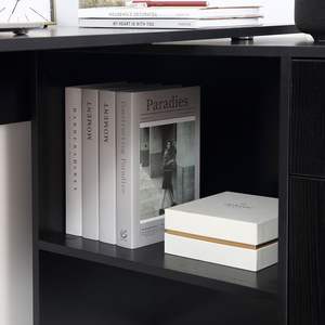 Scrivania nera a forma di L per Computer a 180 gradi con angolo di rotazione della scrivania scaffali per cassettiere per postazione studio a casa - Product Image 2