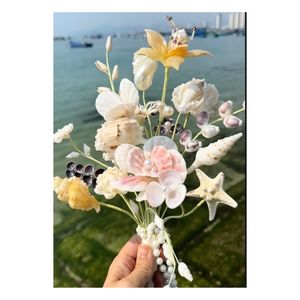 Coquillage mariage fleur bouquet fait main Coquillage mariage fleur plage thème décoration parfait cadeau de mariée océan inspiré - Product Image 3