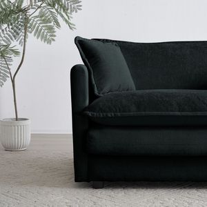 Poltrona Comoda in Tessuto Ciniglia Nera per Soggiorno, Sedia Singola Profonda per Lettura con 1 Cuscino Decorativo, Divani Imbottiti - Product Image 6