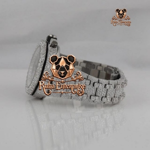 Montre en quartz sertie de diamants moissanite, bracelet en acier inoxydable, montre-bracelet, bijoux de luxe, cadeau de mode - Product Image 2