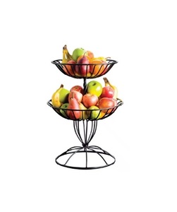 Panier à fruits suspendu moderne en aluminium noir à 2 niveaux, durable, de haute qualité, pour la cuisine et la salle à manger, pour fruits et légumes frais - Product Image 1