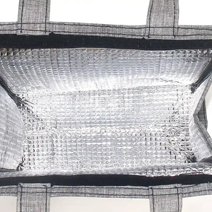 Sac à déjeuner en jute imprimé tendance avec isolation thermique, capacité de 6 à 10 L, design avec poignée pour le stockage des aliments - Product Image 2