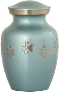 Pet Cremation <b>Urn</b> with Paw Prints Design Teal Color Small Size for Dogs <b>Cats</b> - Product Image 5
