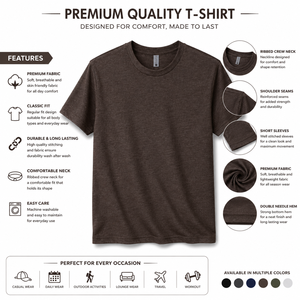 T-shirt en coton uni pour homme, manches courtes, col rond, coupe classique, tissu jersey décontracté, design uni teint - Product Image 6